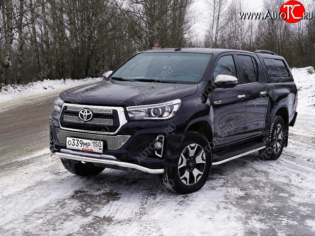 26 899 р. Защита переднего бампера волна d60,3 мм (Exclusive) ТСС Тюнинг  Toyota Hilux  AN120 (2017-2020) 1-ый рестайлинг (нержавейка)  с доставкой в г. Омск