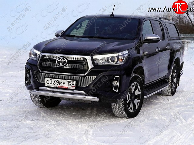 20 899 р. Защита переднего бампера нижняя 76,1 мм ТСС Тюнинг Toyota Hilux AN120 дорестайлинг (2016-2020) (нержавейка)  с доставкой в г. Омск