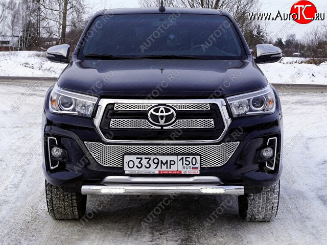 39 699 р. Защита переднего бампера нижняя с ДХО 76,1 мм ТСС Тюнинг  Toyota Hilux  AN120 (2017-2020) 1-ый рестайлинг (нержавейка)  с доставкой в г. Омск