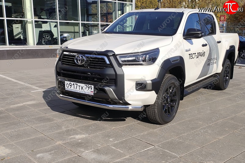 22 599 р. Защита переднего бампера нижняя 76,1 мм ТСС Тюнинг  Toyota Hilux  AN120 (2020-2024) 2-ой рестайлинг (нержавейка)  с доставкой в г. Омск