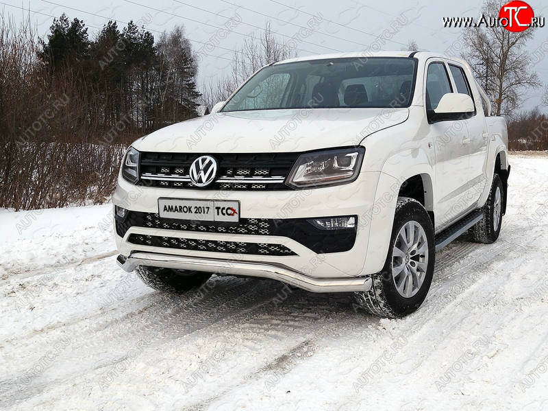 24 949 р. Защита переднего бампера кенгурин 76,1 мм ТСС Тюнинг  Volkswagen Amarok (2016-2022) рестайлинг (нержавейка)  с доставкой в г. Омск