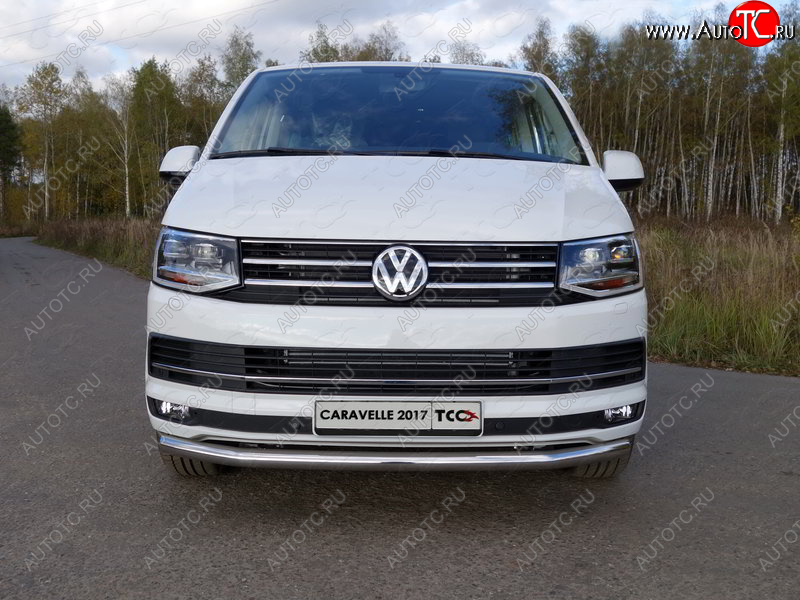 20 999 р. Защита переднего бампера нижняя d60,3 мм ТСС Тюнинг  Volkswagen Caravelle  T6 (2015-2019) дорестайлинг (нержавейка)  с доставкой в г. Омск