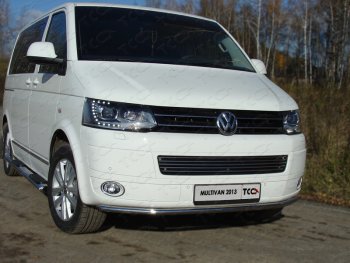 16 549 р. Защита переднего бампера нижняя d42,4 мм ТСС Тюнинг  Volkswagen Multivan  T5 (2009-2015) рестайлинг (нержавейка)  с доставкой в г. Омск. Увеличить фотографию 1