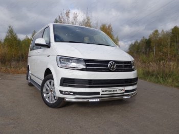 40 649 р. Защита переднего бампера нижняя с ДХО 60,3 мм ТСС Тюнинг Volkswagen Multivan T6 дорестайлинг (2016-2019) (нержавейка)  с доставкой в г. Омск. Увеличить фотографию 1