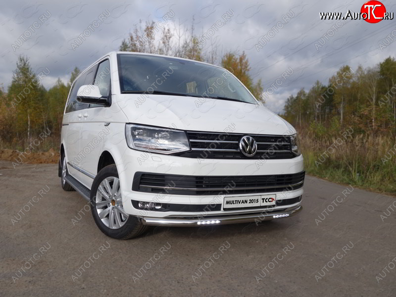 40 649 р. Защита переднего бампера нижняя с ДХО 60,3 мм ТСС Тюнинг Volkswagen Multivan T6 дорестайлинг (2016-2019) (нержавейка)  с доставкой в г. Омск