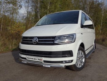 46 599 р. Защита передняя нижняя овальная с ДХО 75х42 мм ТСС Тюнинг Volkswagen Multivan T6 дорестайлинг (2016-2019) (нержавейка)  с доставкой в г. Омск. Увеличить фотографию 1