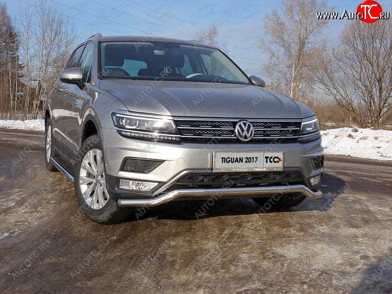 18 699 р. Защита переднего бампера нижняя d60,3 мм ТСС Тюнинг Volkswagen Tiguan Mk2 дорестайлинг (2016-2020) (нержавейка)  с доставкой в г. Омск