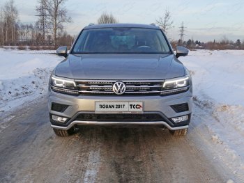 16 549 р. Защита переднего бампера нижняя d42,4 мм ТСС Тюнинг  Volkswagen Tiguan  Mk2 (2016-2020) дорестайлинг (нержавейка)  с доставкой в г. Омск. Увеличить фотографию 1