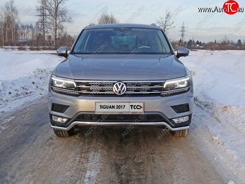 16 549 р. Защита переднего бампера нижняя d42,4 мм ТСС Тюнинг  Volkswagen Tiguan  Mk2 (2016-2020) дорестайлинг (нержавейка)  с доставкой в г. Омск