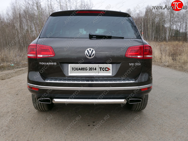 15 549 р. Защита задняя (нержавейка 60,3 мм) ТСС Тюнинг Volkswagen Touareg NF рестайлинг (2014-2018)  с доставкой в г. Омск