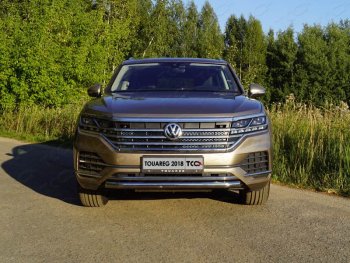 19 549 р. Защита переднего бампера нижняя d60,3 мм ТСС Тюнинг  Volkswagen Touareg  CR (2018-2024) (нержавейка)  с доставкой в г. Омск. Увеличить фотографию 1