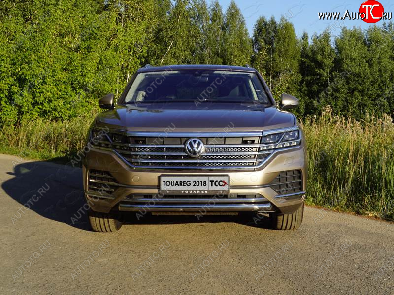 19 549 р. Защита переднего бампера нижняя d60,3 мм ТСС Тюнинг  Volkswagen Touareg  CR (2018-2024) (нержавейка)  с доставкой в г. Омск