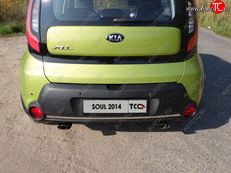 1 069 р. Накладка на задний бампер, ТСС Тюнинг  KIA Soul  PS (2014-2016) дорестайлинг (лист шлифованный)  с доставкой в г. Омск