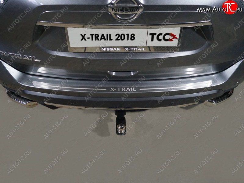 2 579 р. Накладка на задний бампер, ТСС Тюнинг  Nissan X-trail  3 T32 (2017-2022) рестайлинг (лист шлифованный надпись X-Trail)  с доставкой в г. Омск