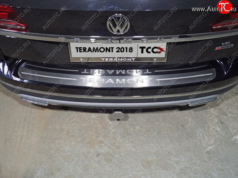 5 349 р. Накладка на задний бампер, ТСС Тюнинг  Volkswagen Teramont  CA1 (2016-2020) дорестайлинг ( лист шлифованный надпись Teramont)  с доставкой в г. Омск