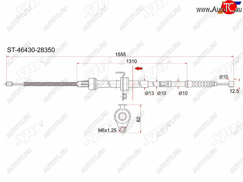 1 389 р. Трос ручника LH 2WD SAT Toyota Noah R80 рестайлинг (2017-2021)  с доставкой в г. Омск