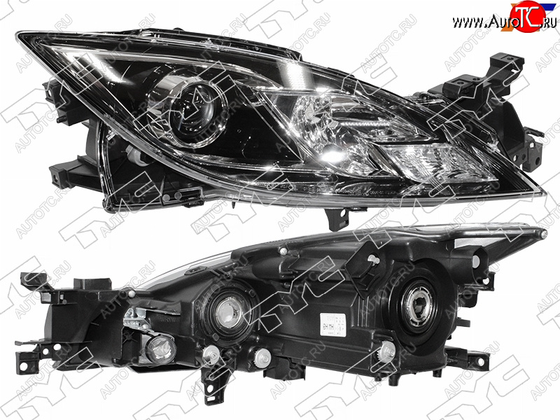 17 999 р. Фара правая (черная, под электрокорректор, Евросвет) TYC Mazda 6 GH дорестайлинг седан (2007-2010)  с доставкой в г. Омск