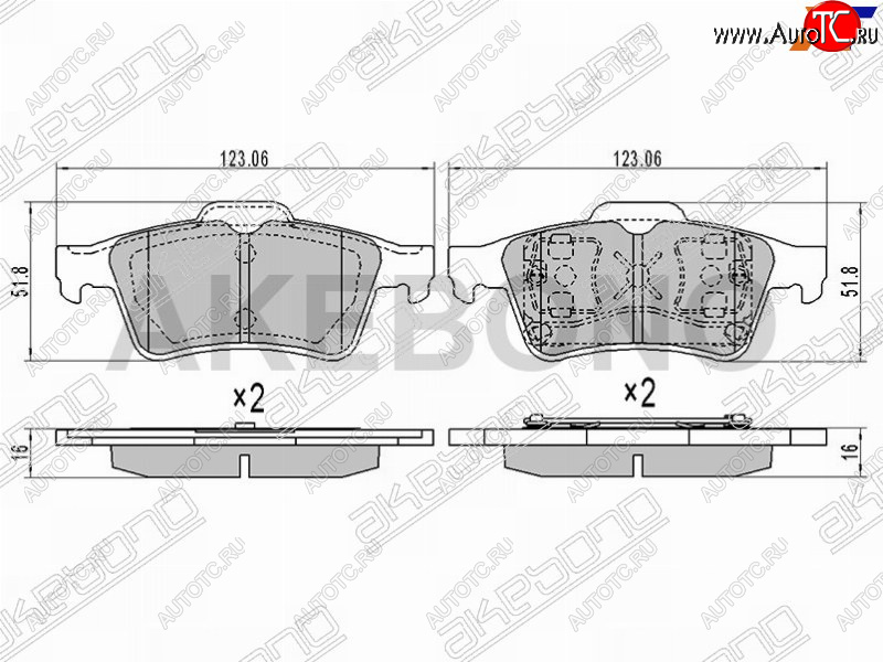 2 459 р. Колодки тормозные задние RH-LH SAT Ford Focus CEW универсал дорестайлинг (2018-2021)  с доставкой в г. Омск