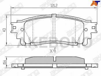 2 379 р. Копируемое: Колодки тормозные задние LH-RH SAT Lexus NX200 Z10 дорестайлинг (2014-2017)  с доставкой в г. Омск. Увеличить фотографию 1