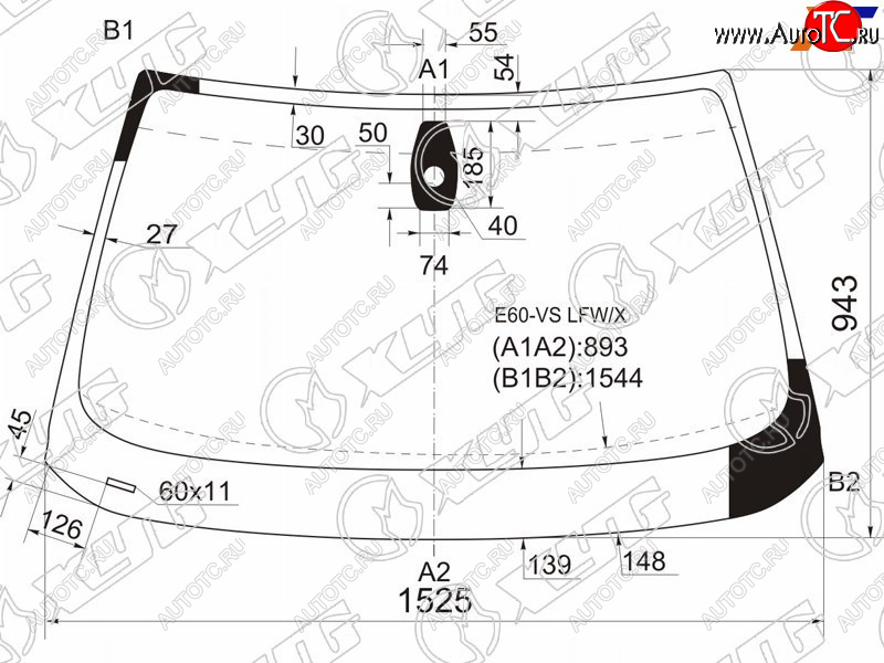 7 749 р. Стекло лобовое (Датчик дождя Круглый датчик дождя 4D SED5D WGN) XYG  BMW 5 серия ( E60,  E61) (2007-2010) седан рестайлинг, универсал рестайлинг  с доставкой в г. Омск