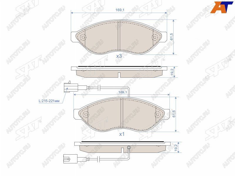 2 099 р. Колодки тормозные перед FL-FR SAT  CITROEN Jumper ( 250,  290) (2006-2022), Fiat Ducato ( 250,  290) (2006-2024), Peugeot Boxer ( 250,  290) (2006-2024)  с доставкой в г. Омск