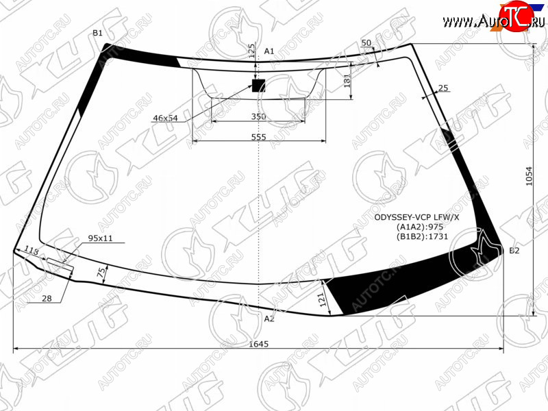 11 949 р. Стекло лобовое (Assembly США) XYG  Honda Odyssey  3 (2004-2008)  с доставкой в г. Омск