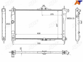 3 479 р. Радиатор охлаждающей жидкости SAT Daewoo Nexia дорестайлинг (1995-2008)  с доставкой в г. Омск. Увеличить фотографию 2