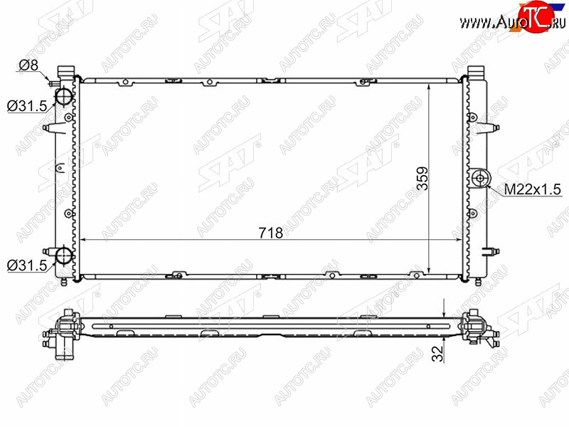 4 899 р. Радиатор охлаждающей жидкости SAT   Volkswagen Caravelle  T4 - Transporter  T4  с доставкой в г. Омск