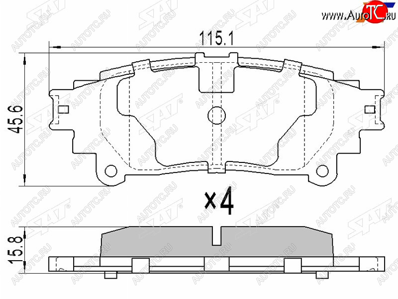 799 р. Колодки тормозные задние RH-LH SAT Toyota Highlander XU50 дорестайлинг (2013-2017)  с доставкой в г. Омск