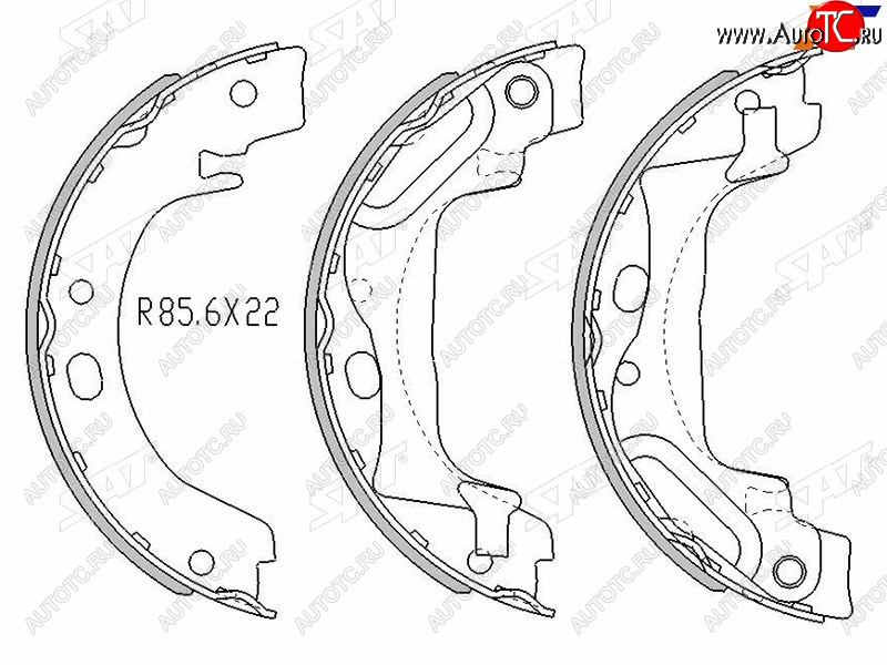 1 459 р. Колодки барабанные задние RH-LH SAT Toyota Corolla E130 седан USA (2003-2007)  с доставкой в г. Омск