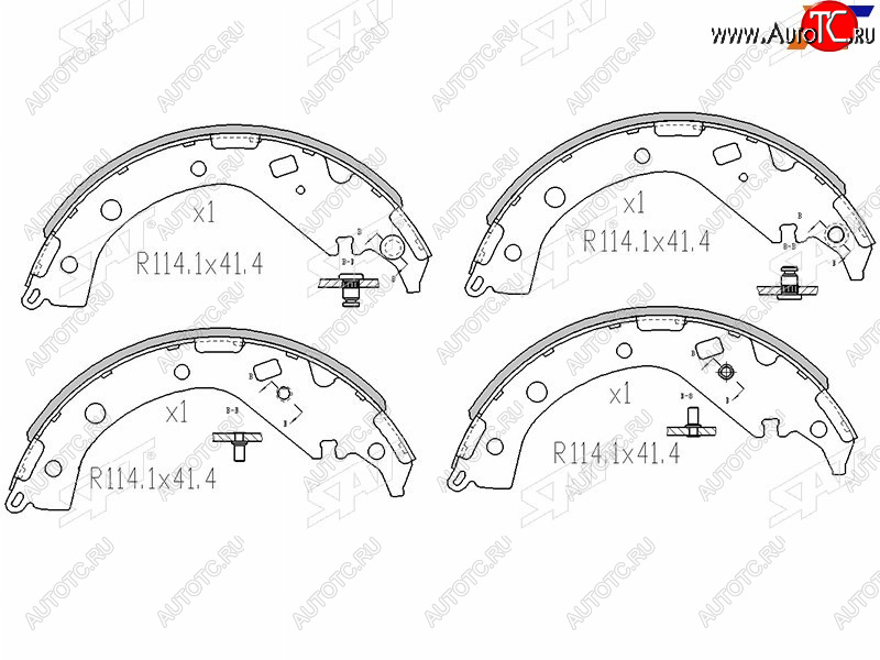 1 799 р. Колодки тормозные барабанные задние LH-RH SAT  Toyota RAV4  CA20 (2000-2005) 3 дв. дорестайлинг, 5 дв. дорестайлинг, 3 дв. рестайлинг, 5 дв. рестайлинг  с доставкой в г. Омск