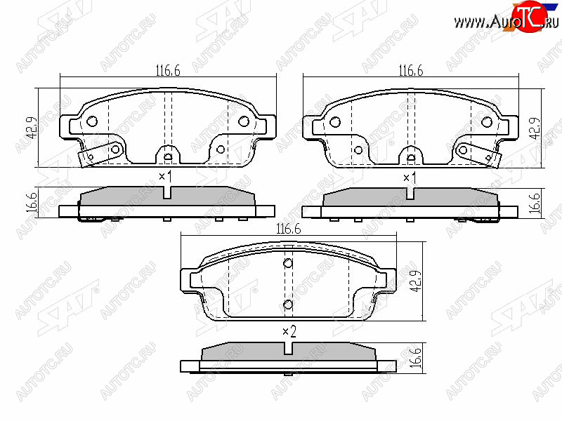 899 р. Колодки тормозные задние RH-LH SAT  Chevrolet Cruze ( J300,  J305,  J308) (2009-2015) седан дорестайлинг, хэтчбек дорестайлинг, седан рестайлинг, универсал рестайлинг, хэтчбек рестайлинг  с доставкой в г. Омск