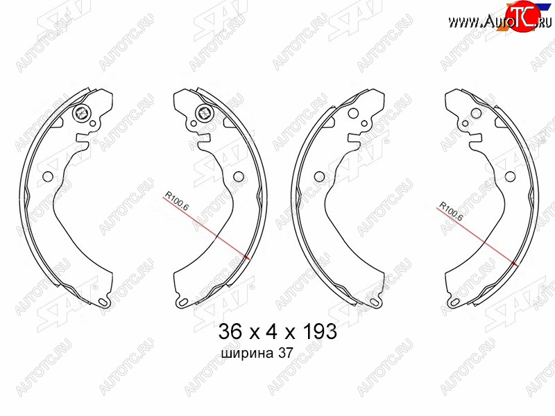 1 239 р. Колодки тормозные барабанные задние RH-LH SAT  Mitsubishi Carisma - Lancer ( 7,  8)  с доставкой в г. Омск