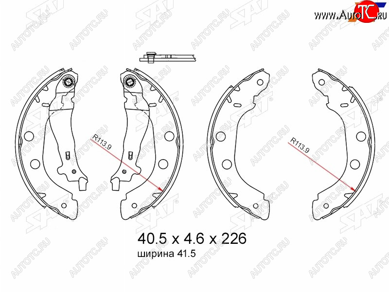 1 559 р. Колодки тормозные барабанные задние RH-LH SAT Renault Kangoo KW0 рестайлинг (2013-2016)  с доставкой в г. Омск