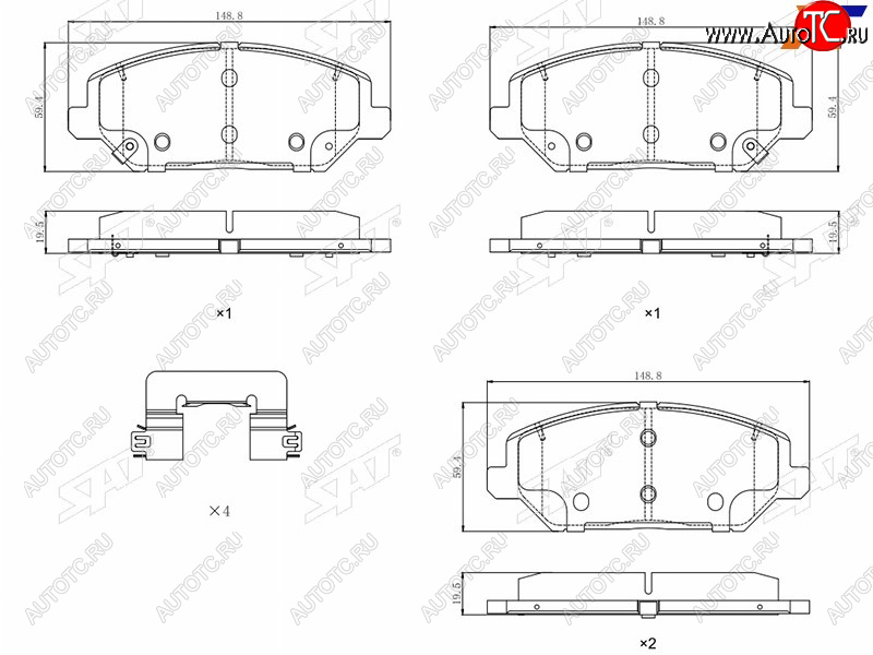 2 149 р. Колодки тормозные передние FR-FL SAT   Hyundai I30 (FD,  2 GD,  3 PD), I30 Fastback (PD), KIA Ceed (3 CD)  с доставкой в г. Омск