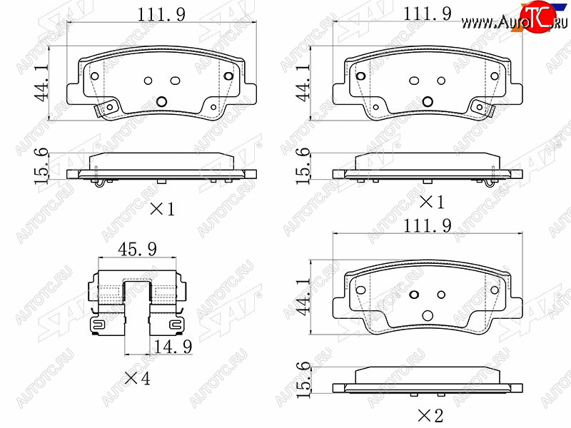 1 169 р. Колодки тормозные задние LH-RH SAT Hyundai Sonata DN8 (2019-2022)  с доставкой в г. Омск