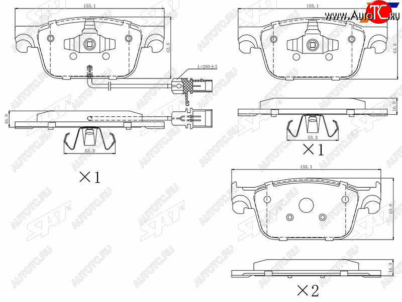 1 459 р. Колодки тормозные перед FL-FR SAT  Audi A4 ( B8,  B9) - S5  8T  с доставкой в г. Омск