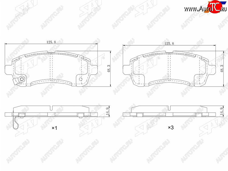 1 199 р. Колодки тормозные перед FL-FR SAT  Mazda 2/Demio  DE (2007-2014) дорестайлинг, рестайлинг  с доставкой в г. Омск