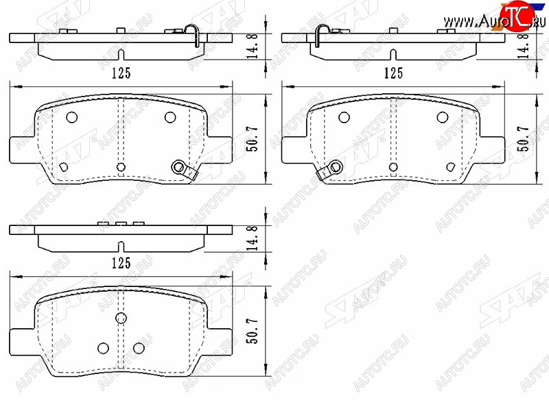 1 239 р. Колодки тормозные задние RH-LH SAT  Hyundai Santa Fe  TM (2018-2022), KIA Sorento  MQ4 (2020-2022)  с доставкой в г. Омск