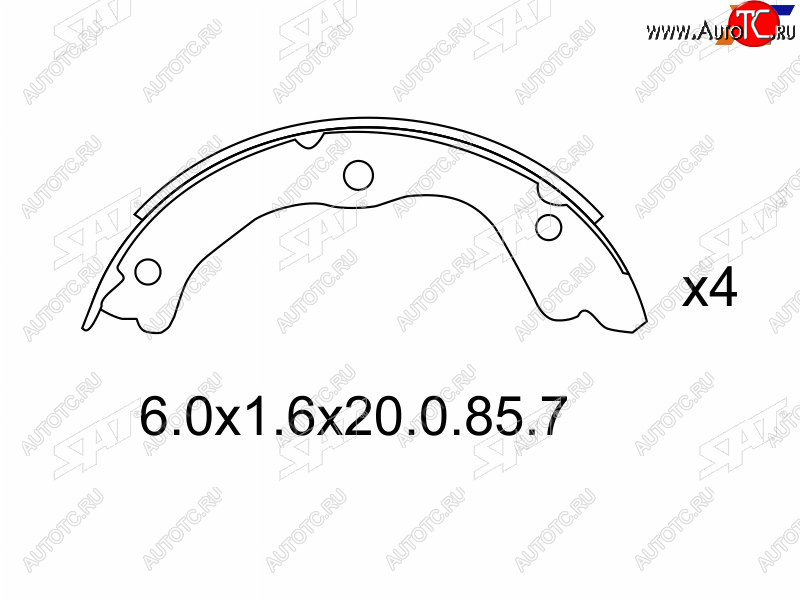 1 389 р. Колодки барабанные задние RH-LH SAT Nissan X-trail 1 T30 рестайлинг (2003-2007)  с доставкой в г. Омск