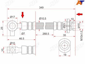 Шланг тормозной передний (Таиланд) RH SAT Nissan Atlas F24 правый руль (2007-2021)