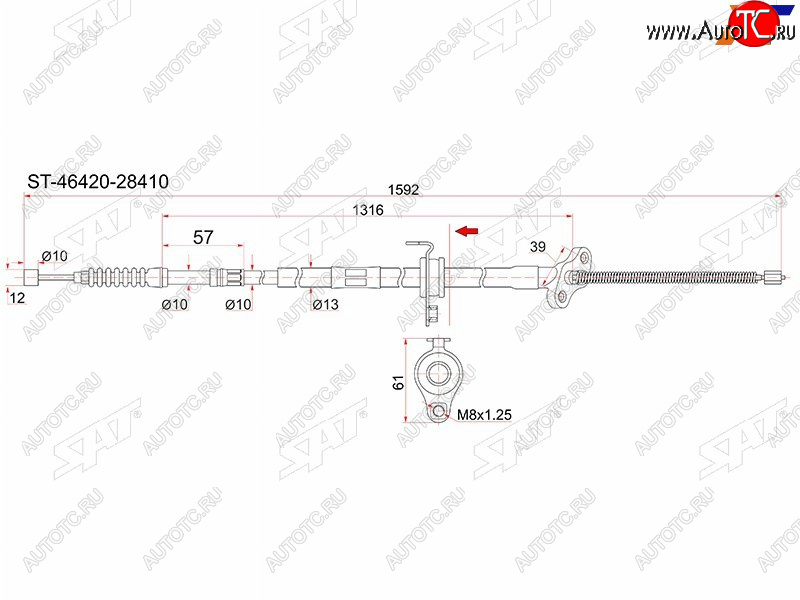 999 р. Трос ручника RH 4WD SAT Toyota Noah R80 рестайлинг (2017-2021)  с доставкой в г. Омск