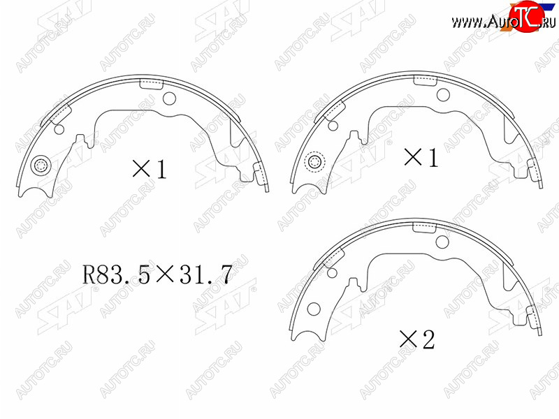 1 699 р. Колодки барабанные задние RH-LH SAT Mitsubishi ASX 3-ий рестайлинг (2019-2024)  с доставкой в г. Омск