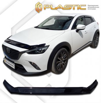 1 839 р. Дефлектор капота CA-Plastic  Mazda CX-3  DK (2014-2024) дорестайлинг, рестайлинг (classic черный, без надписи)  с доставкой в г. Омск. Увеличить фотографию 1