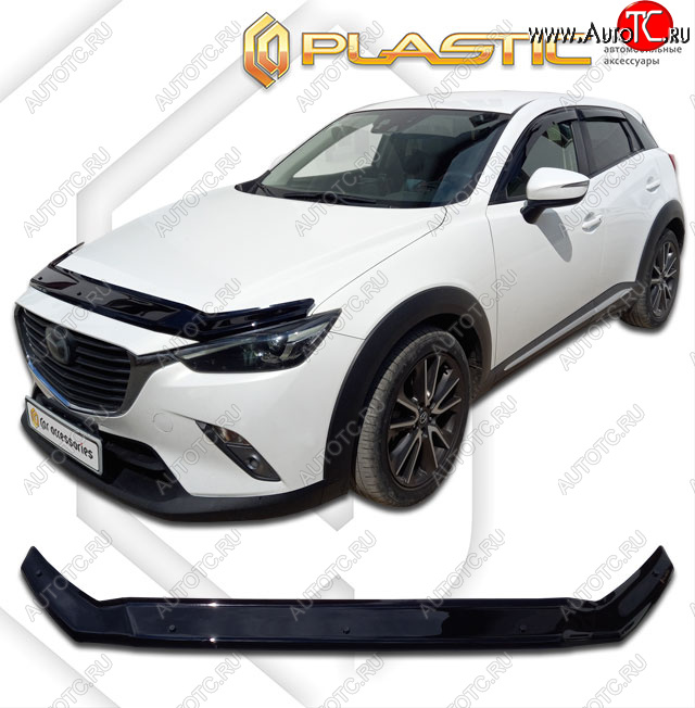 1 839 р. Дефлектор капота CA-Plastic  Mazda CX-3  DK (2014-2024) дорестайлинг, рестайлинг (classic черный, без надписи)  с доставкой в г. Омск