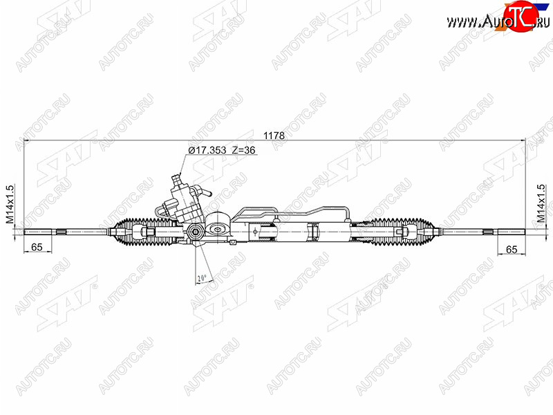 15 249 р. Рейка рулевая LHD SAT Nissan Almera седан N16 рестайлинг (2002-2006)  с доставкой в г. Омск