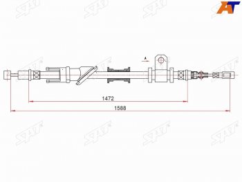 Трос ручного тормоза RH SAT Mitsubishi Lancer 9 1-ый рестайлинг универсал (2003-2005)