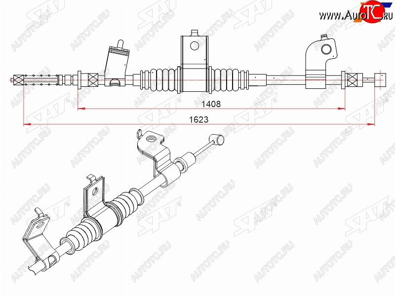 1 539 р. Трос ручного тормоза SAT  Mitsubishi Outlander  CW0W (2005-2012) дорестайлинг, рестайлинг  с доставкой в г. Омск