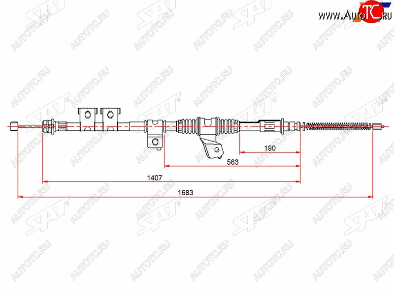 2 399 р. Трос ручного тормоза LH SAT  Mitsubishi Montero  V60 - Pajero ( 3 V70,  3 V60)  с доставкой в г. Омск