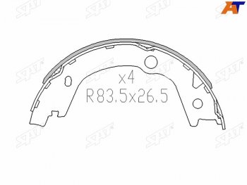 1 069 р. Колодки барабанные задние RH-LH SAT  Hyundai Santa Fe (SM,  CM,  DM,  TM), Sonata (EF,  NF,  YF,  LF), Tucson (JM), SSANGYONG Kyron  с доставкой в г. Омск. Увеличить фотографию 1